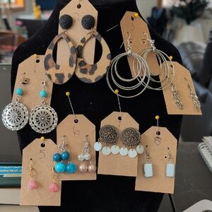 Multiples Leopard Print Teardrop Earrings with Black Studs